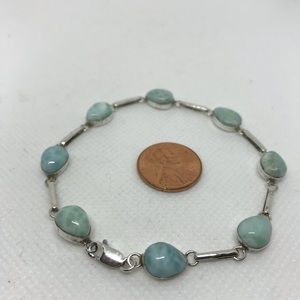 Silver larimar bracelet